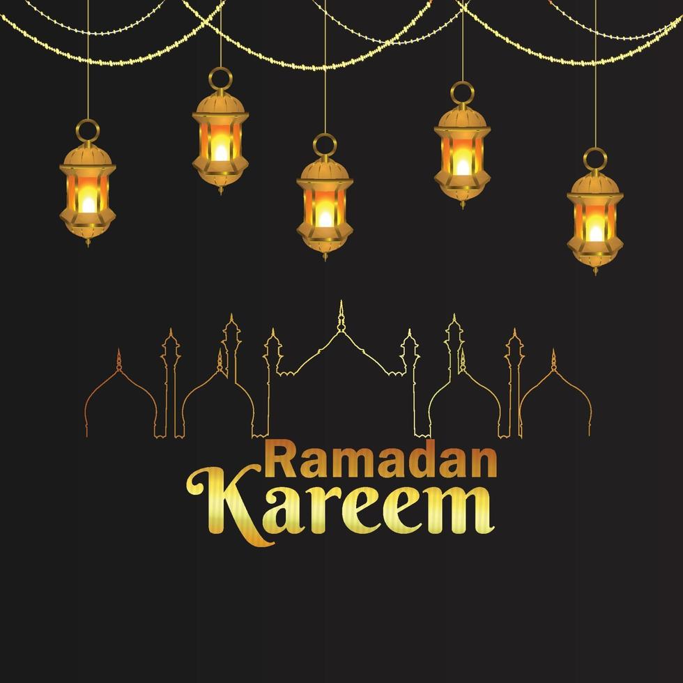 linterna de vector árabe del festival islámico de ramadan kareem y fondo