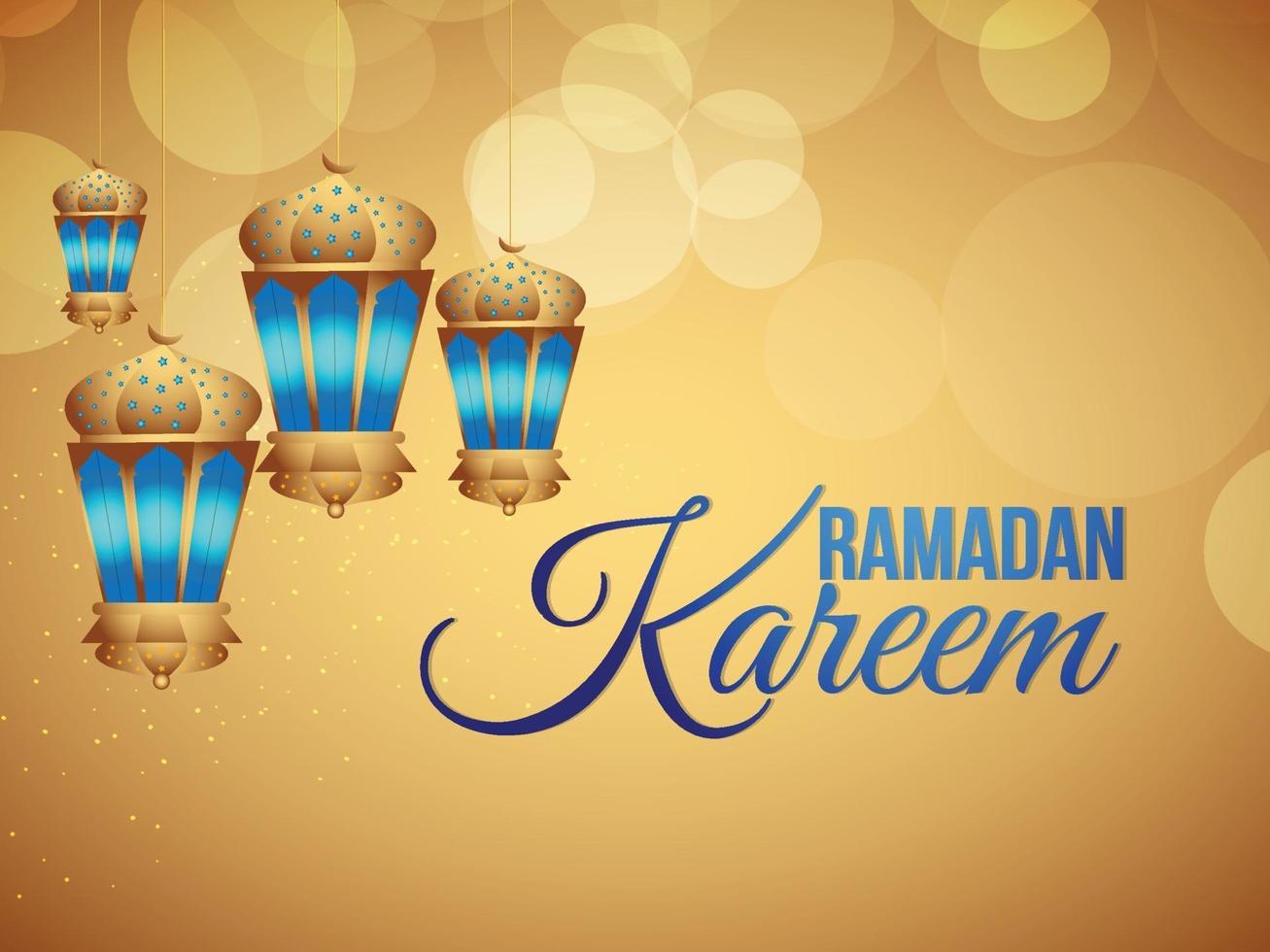 linterna de vector árabe del festival islámico de ramadan kareem y fondo