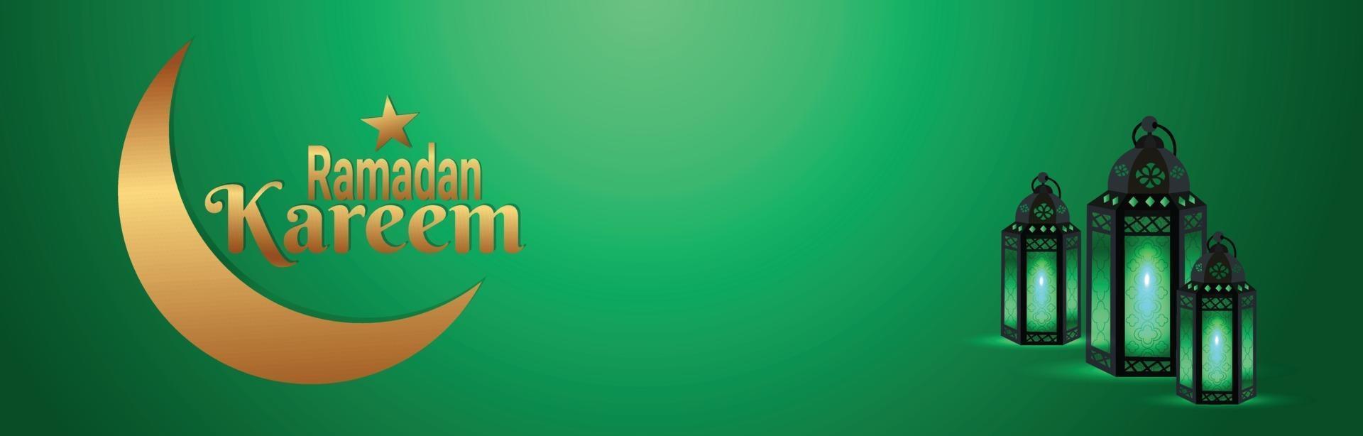 Ramadan islamic festival banner with arabic lantern vector