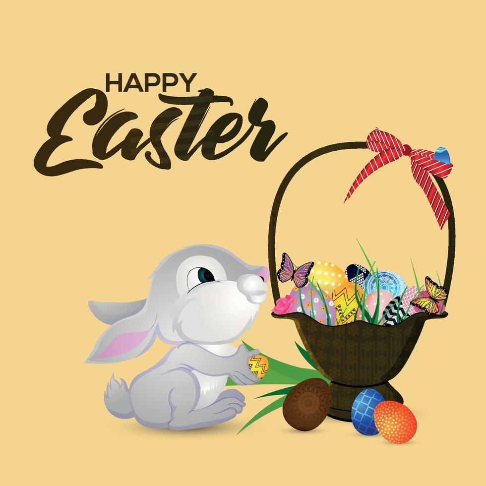 Happy easter greeting card with easter bunny and eggs 2156958 Vector Art at  Vecteezy