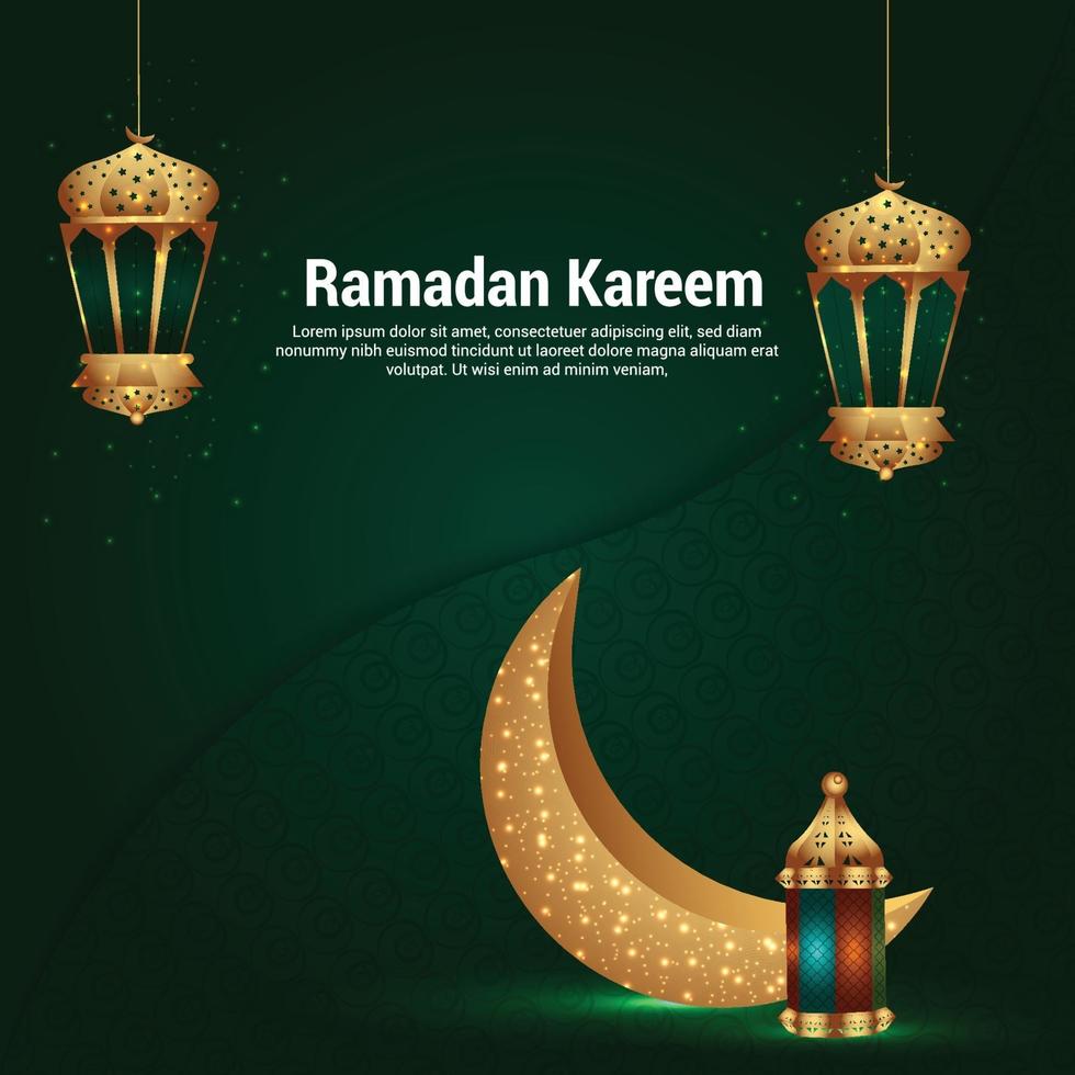 fondo de ramadan kareem con linterna dorada creativa vector