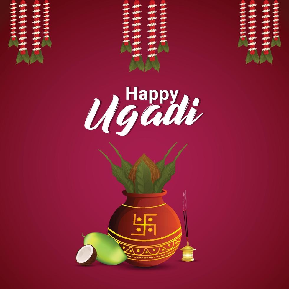 Happy ugadi or gudi padwa celebration background vector