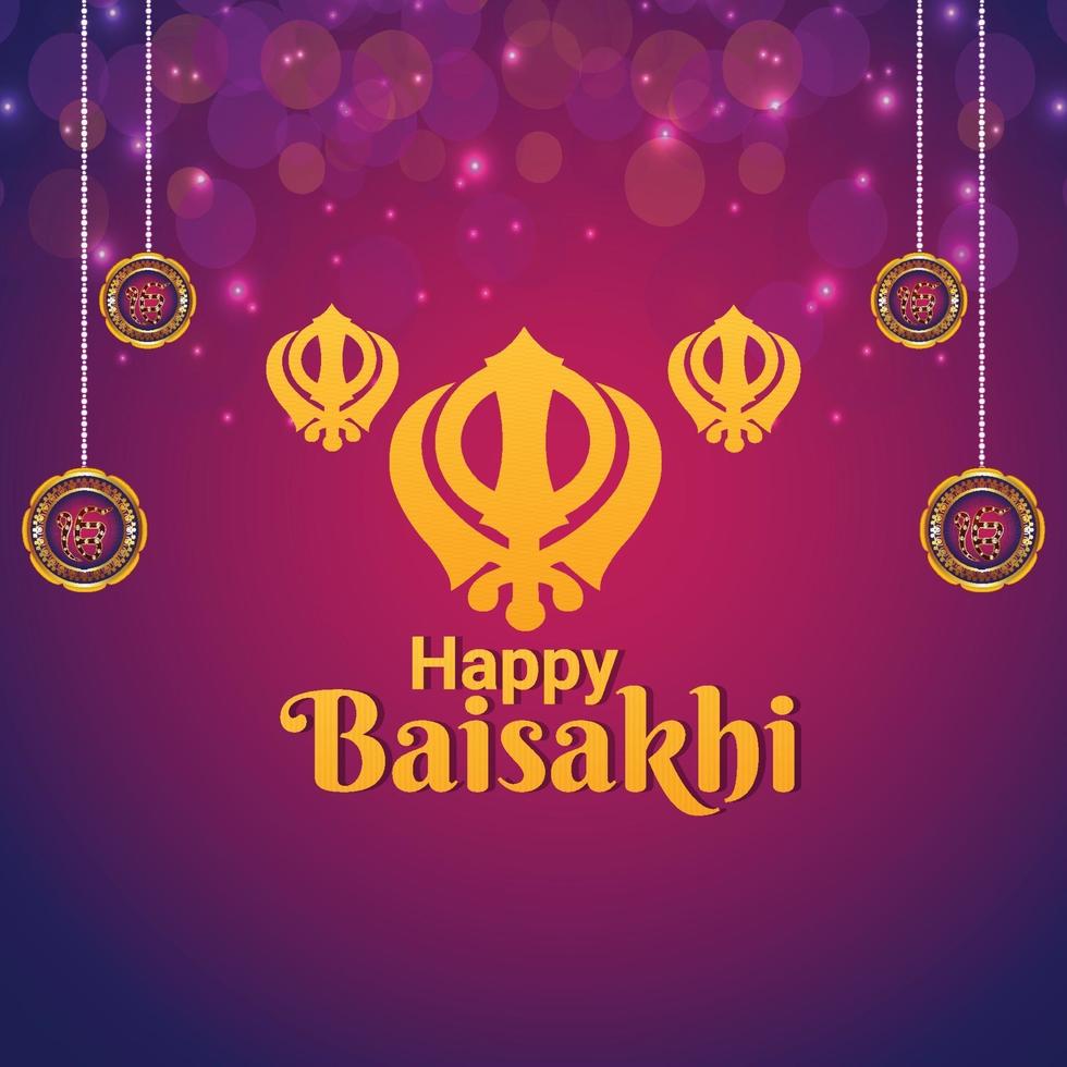 Happy vaisakhi background with sikh symbol khanda sahib vector