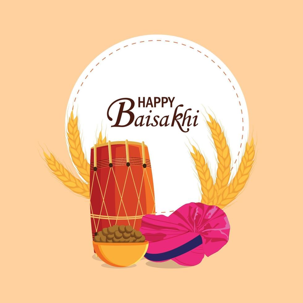 Happy vaisakhi sikh festival background with creative illustration vector