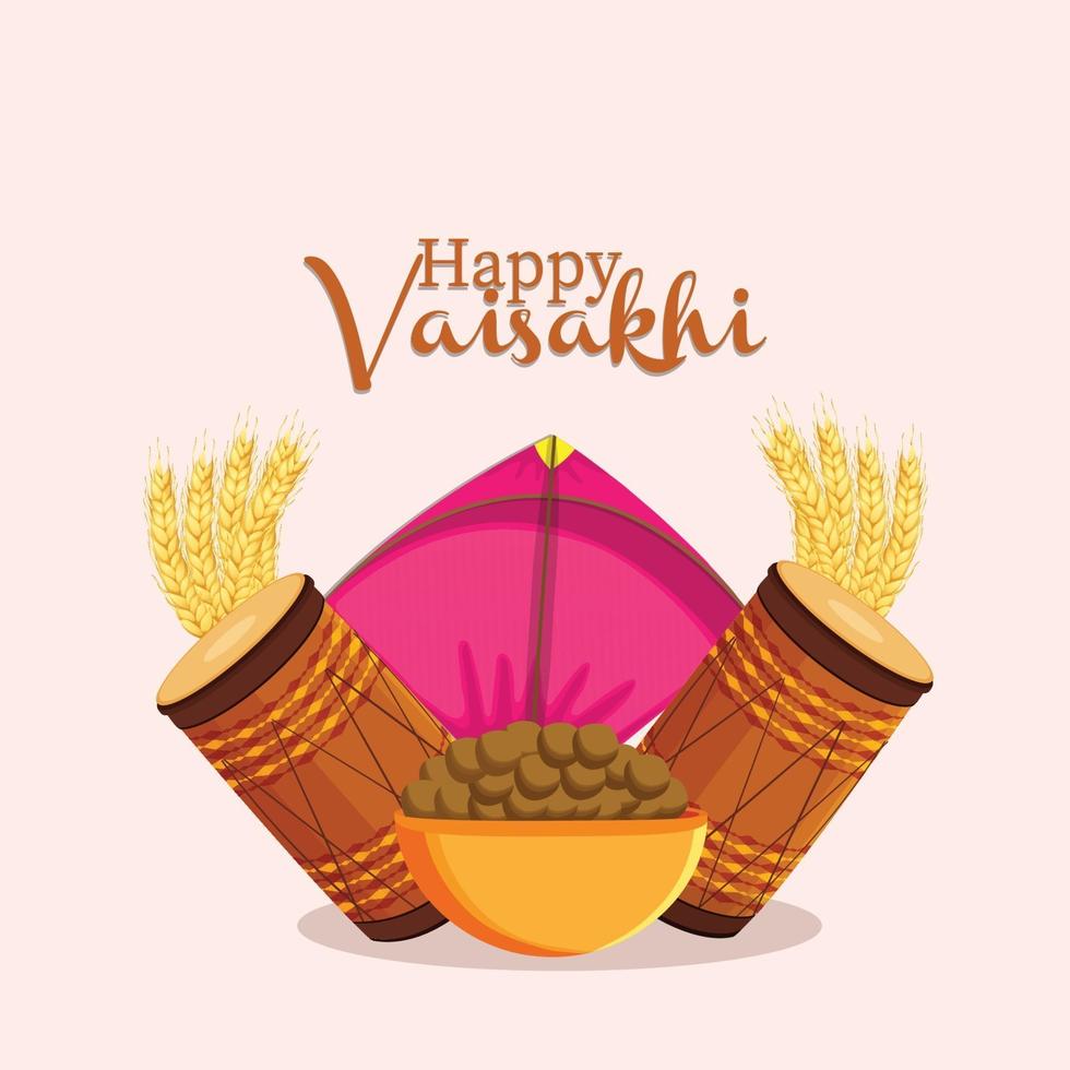 Happy vaisakhi greeting card and background vector