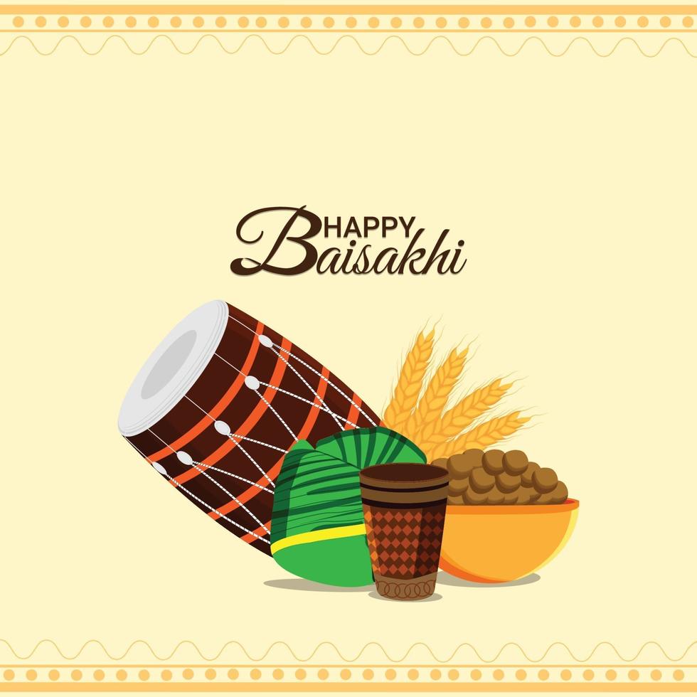 Happy vaisakhi creative illustration with flat design concept vector