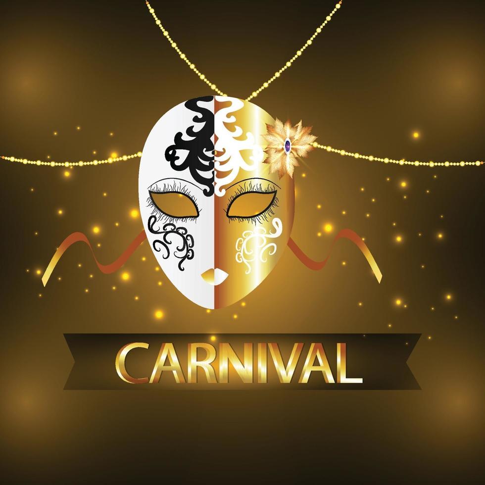 Carnival event card with silver mask vector