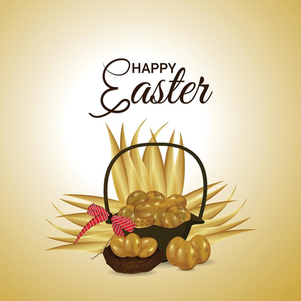 Happy easter day greeting card vector