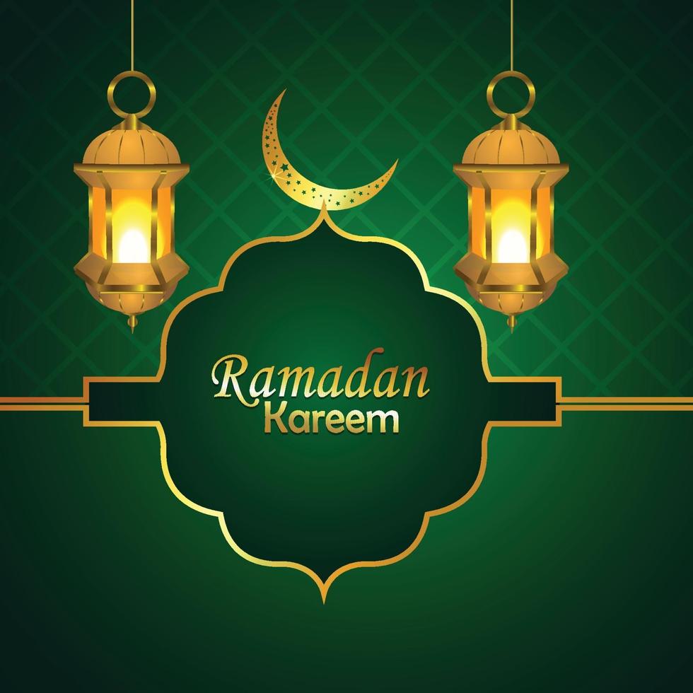 Ramadán mubarak o eid mubarak con linterna árabe. vector