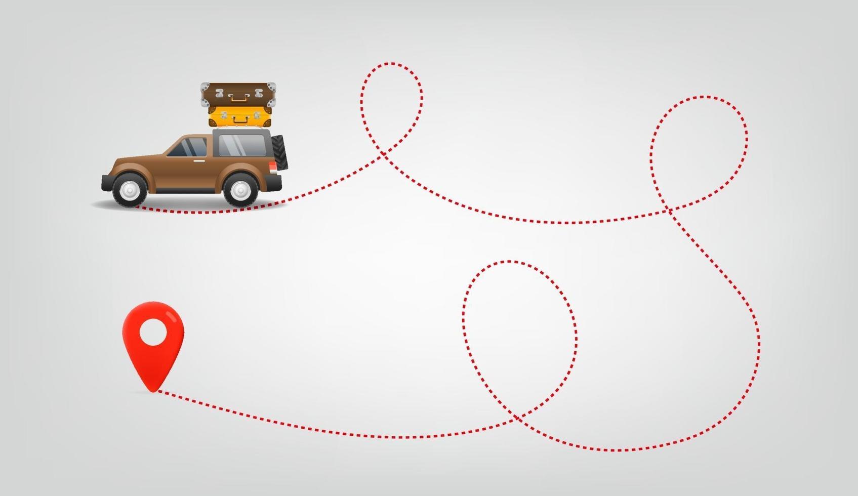 Travel by car with baggage. Summer travel vector illustration