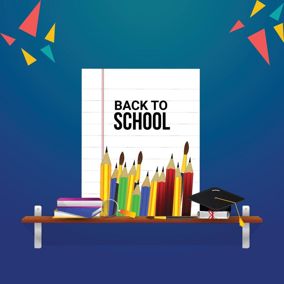 Back to school background with copy paper and school equipment vector