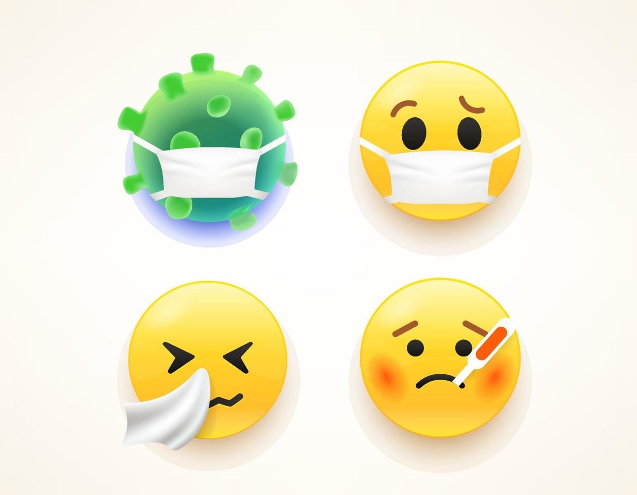 Vector emoji set for web and apps. Covid icons