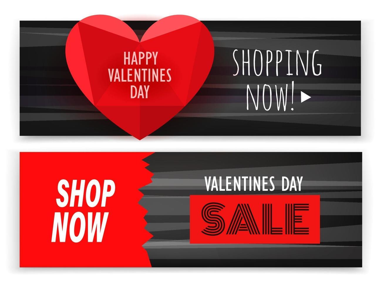 Valentines day sale banners vector set