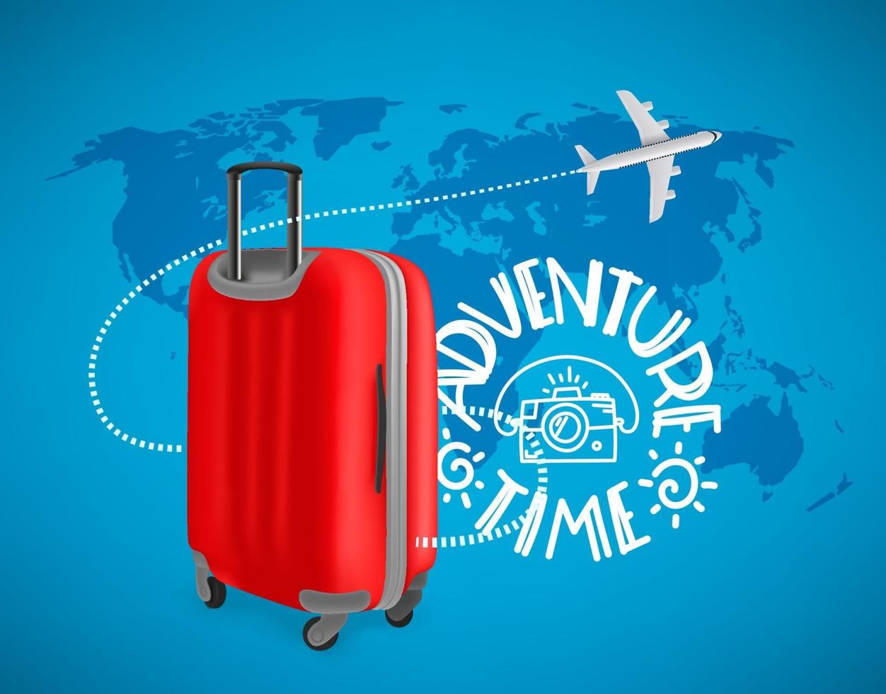 Back to travel concept with red suitcase vector