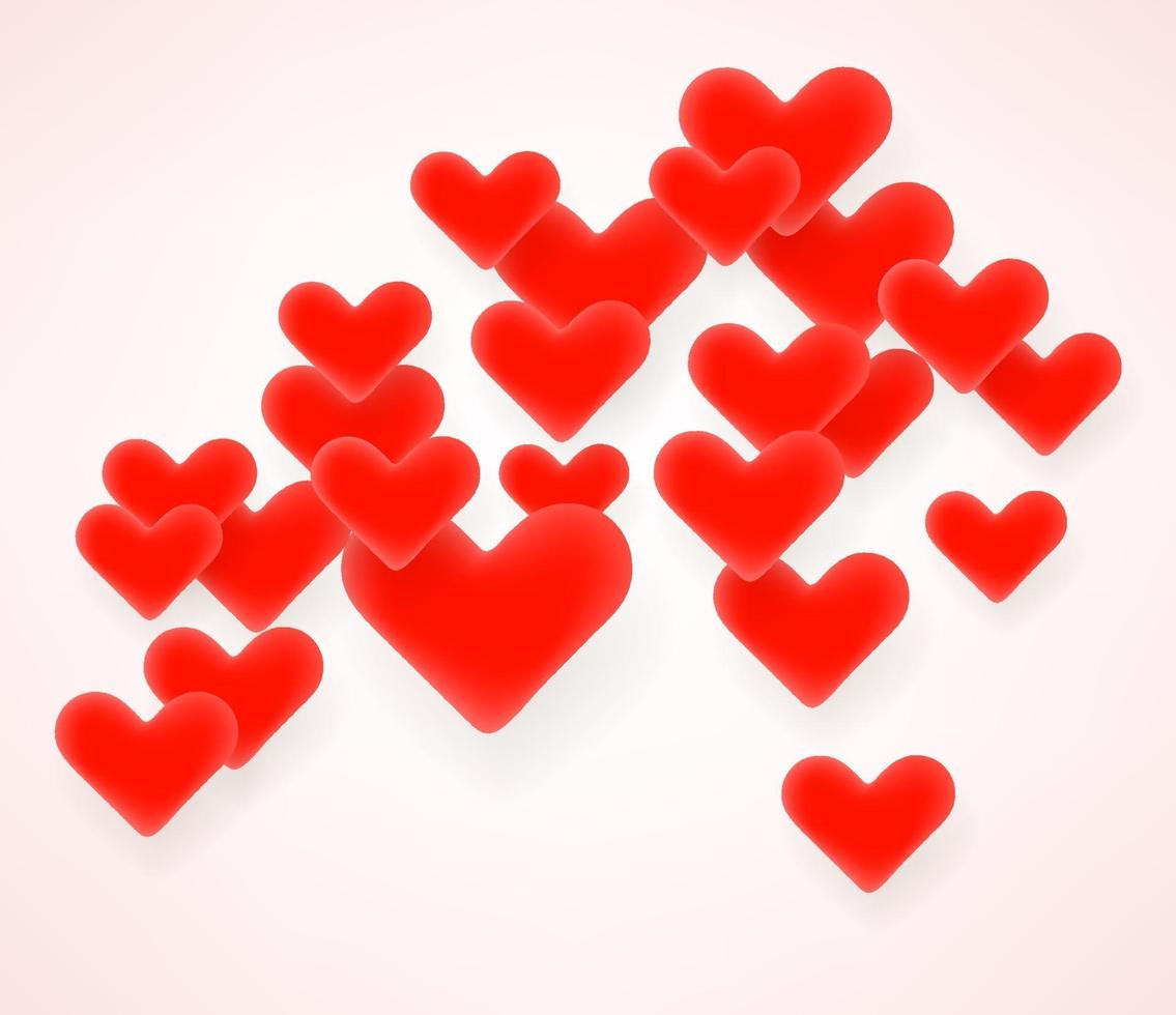 tarjeta de vector de día de San Valentín de estilo cómico. corazones rojos