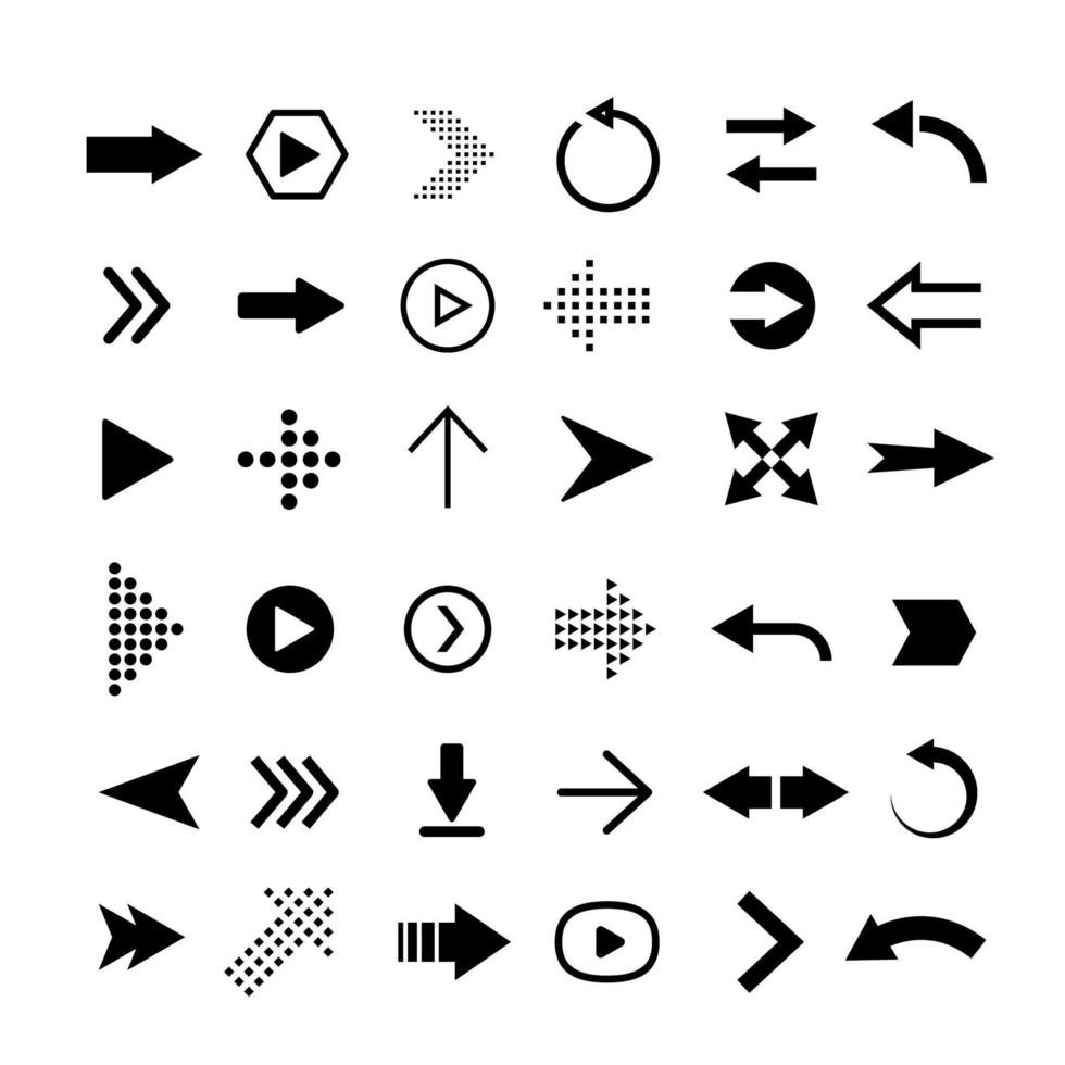 Vector flat arrows set. Clipart for web design, mobile apps, interface and so on