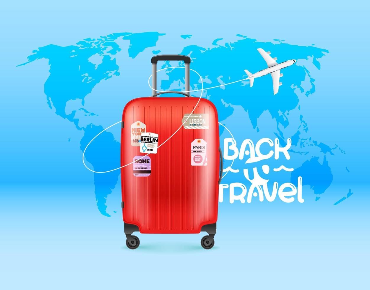 Back to travel concept with modern suitcase vector