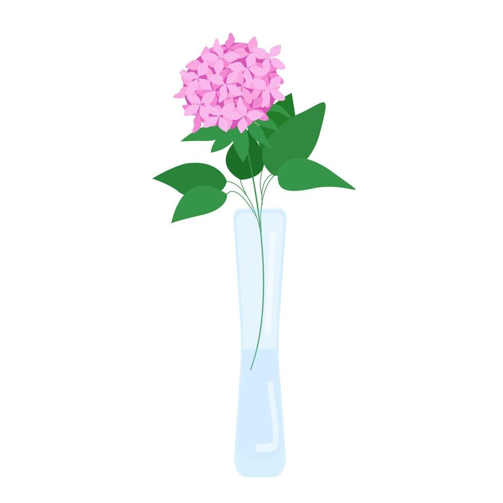 Beautiful flowers in a vase, a bouquet of chrysanthemum cute garden flowers, vector object in a flat style on a white background.