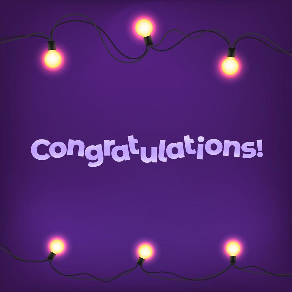 Glowing garland with Congratulations inscription vector