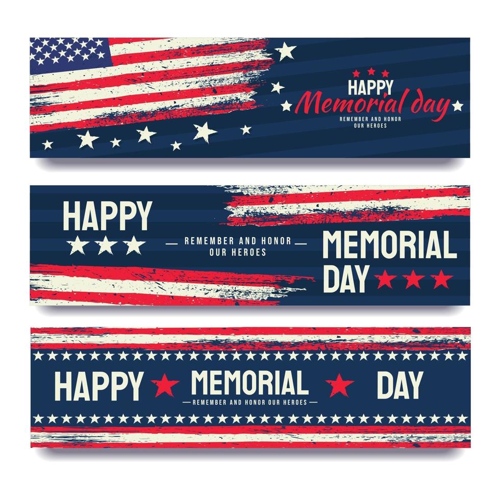 American Memorial Day Banner with Rough Effect vector