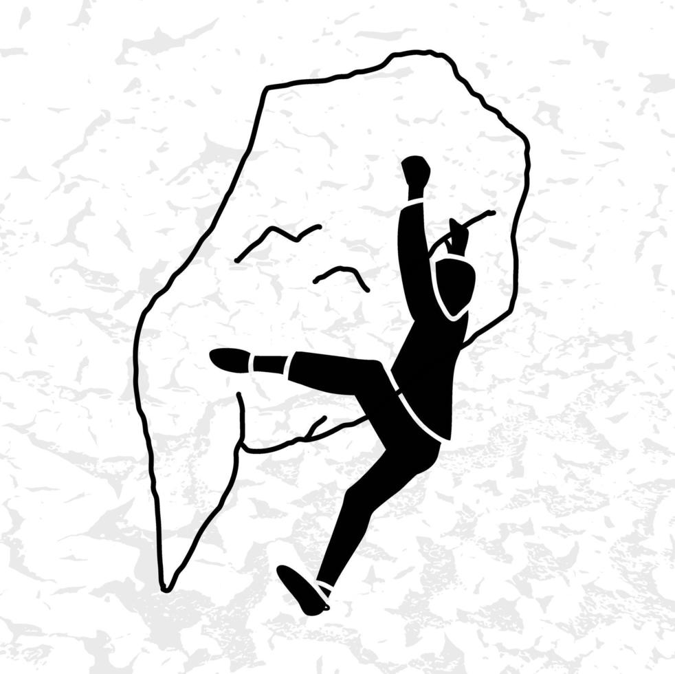 Climber silhouette an a rock vector illustration