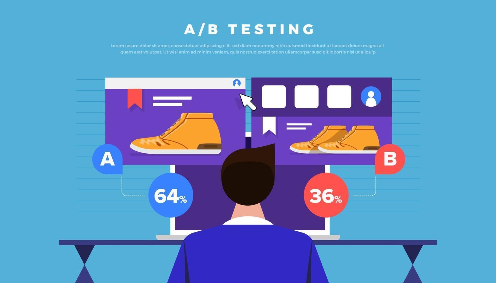 pruebas de ab de concepto de diseño de ilustraciones vectoriales. método de sistema gráfico moderno, banners web, adecuado para diagramas, infografías. ilustrar el vector. vector