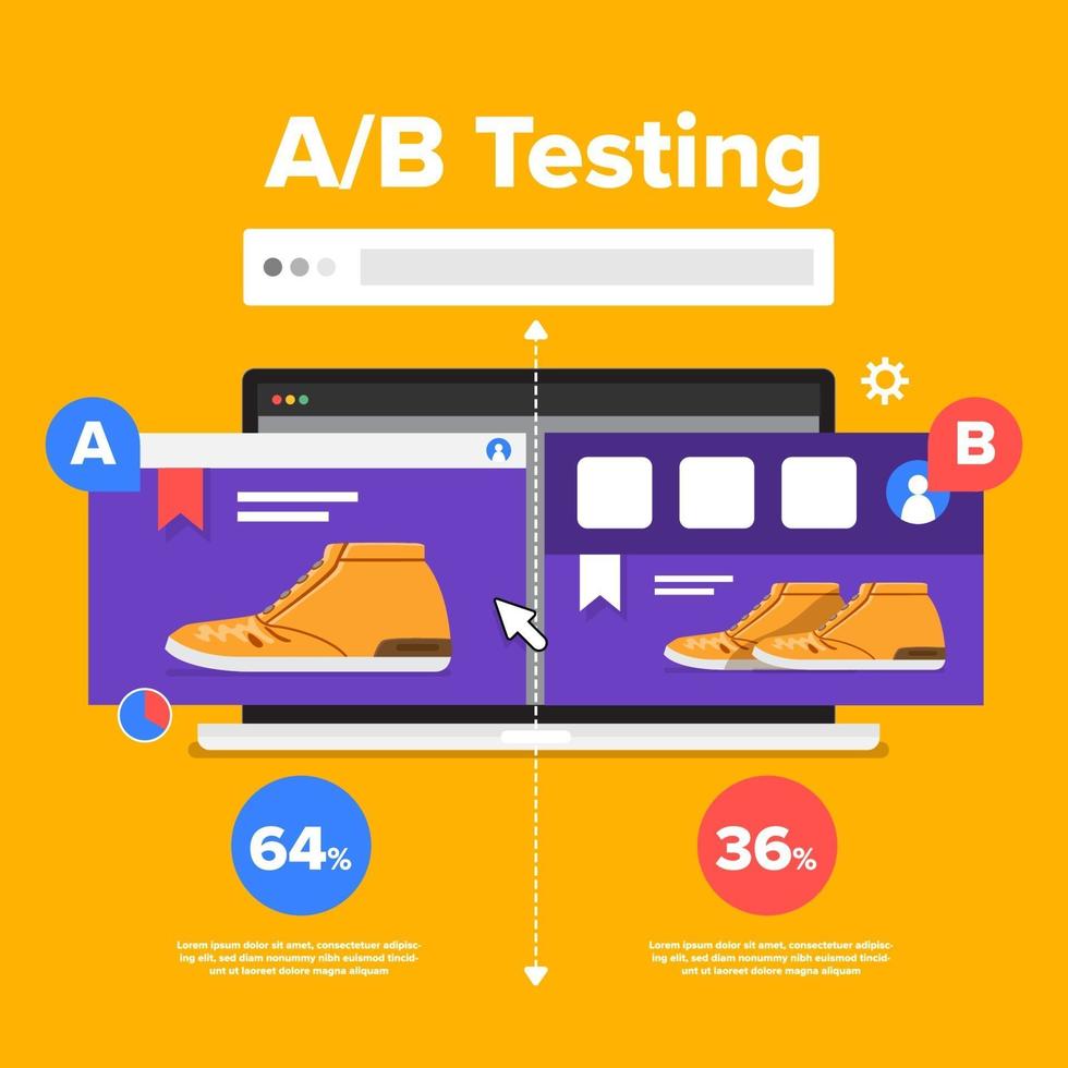 Vector illustrations design concept AB Testing. System Method Modern graphic, Web Banners, Suitable for Diagrams, Infographics. Vector illustrate.