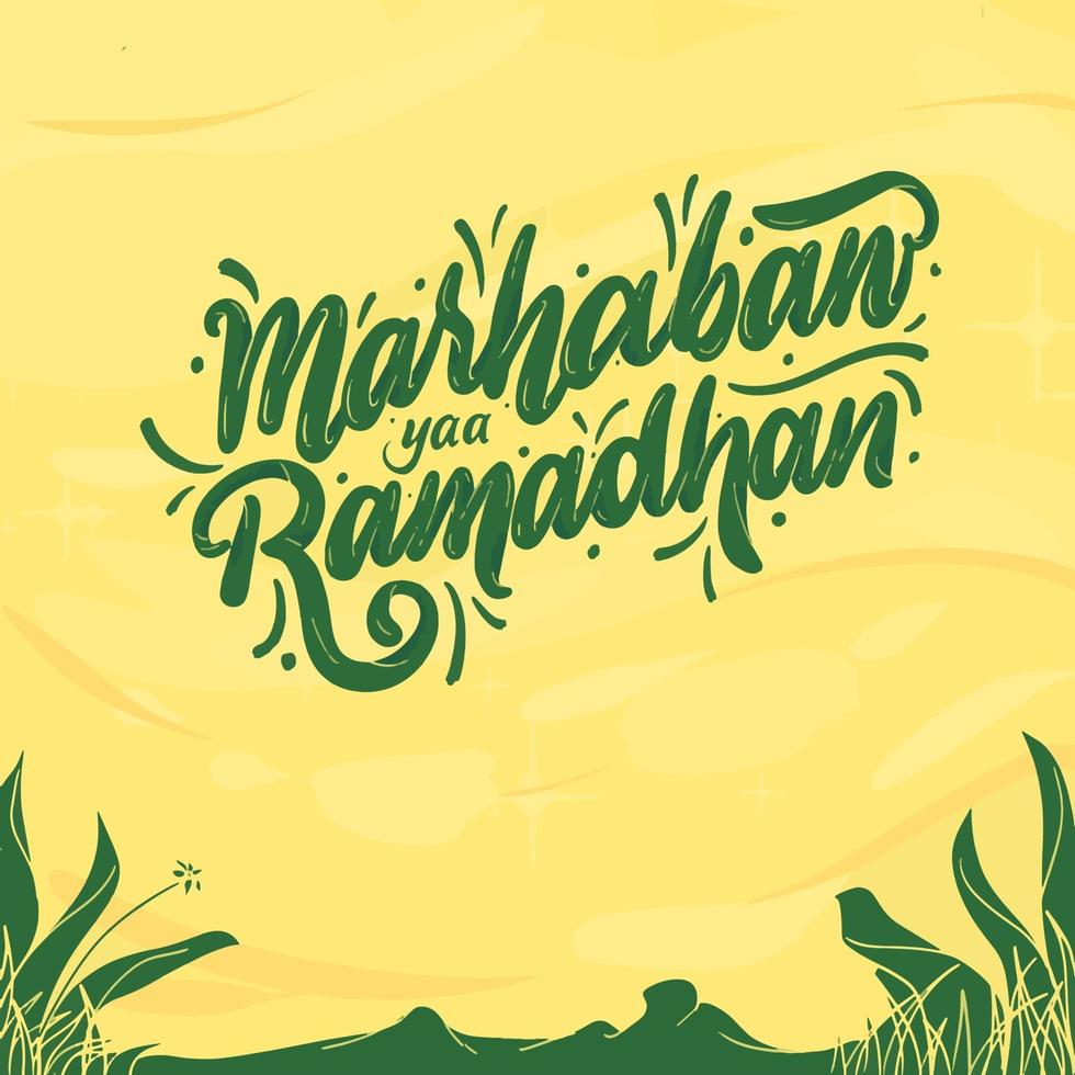 diseño marhaban ya ramadhan vector