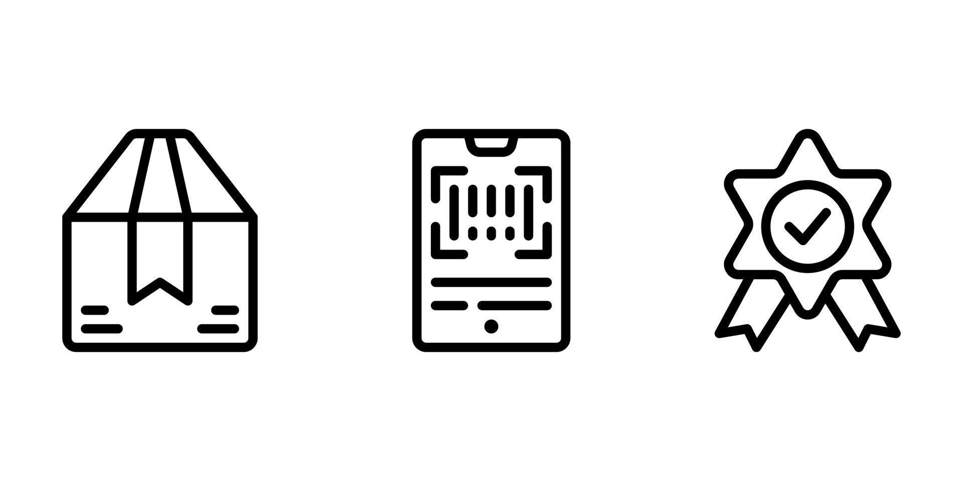 box qr code award line icons vector