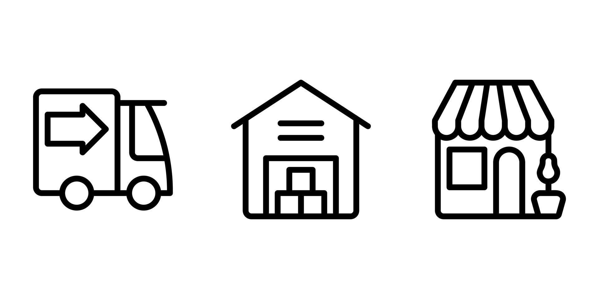 truck, warehouse, store line icon vector