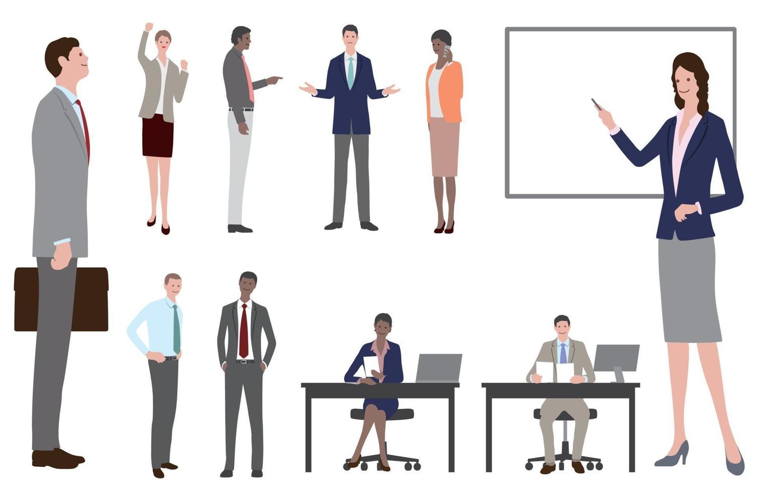 Set of business people in flat style. Easy To Use Vector Illustrations Isolated On A White Background.