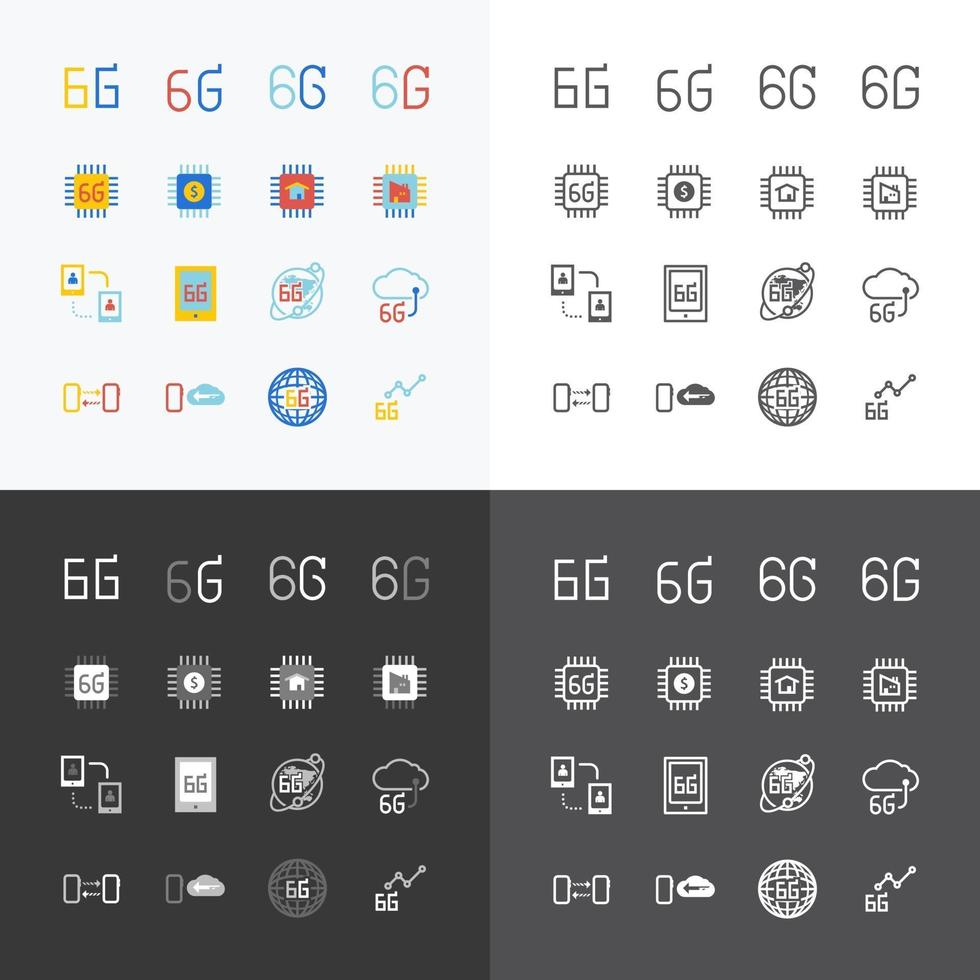 6G 6th generation network wireless speed. flat vector icon for apps and websites