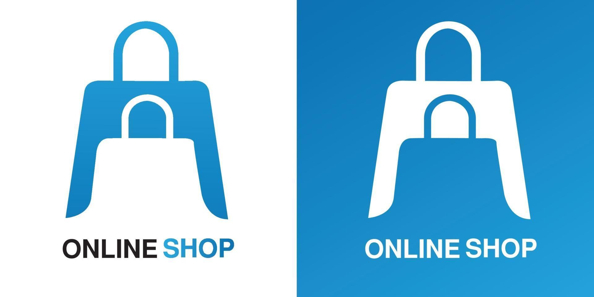Online Shop or ECommerce Negative Space Logo Simple Design Vector