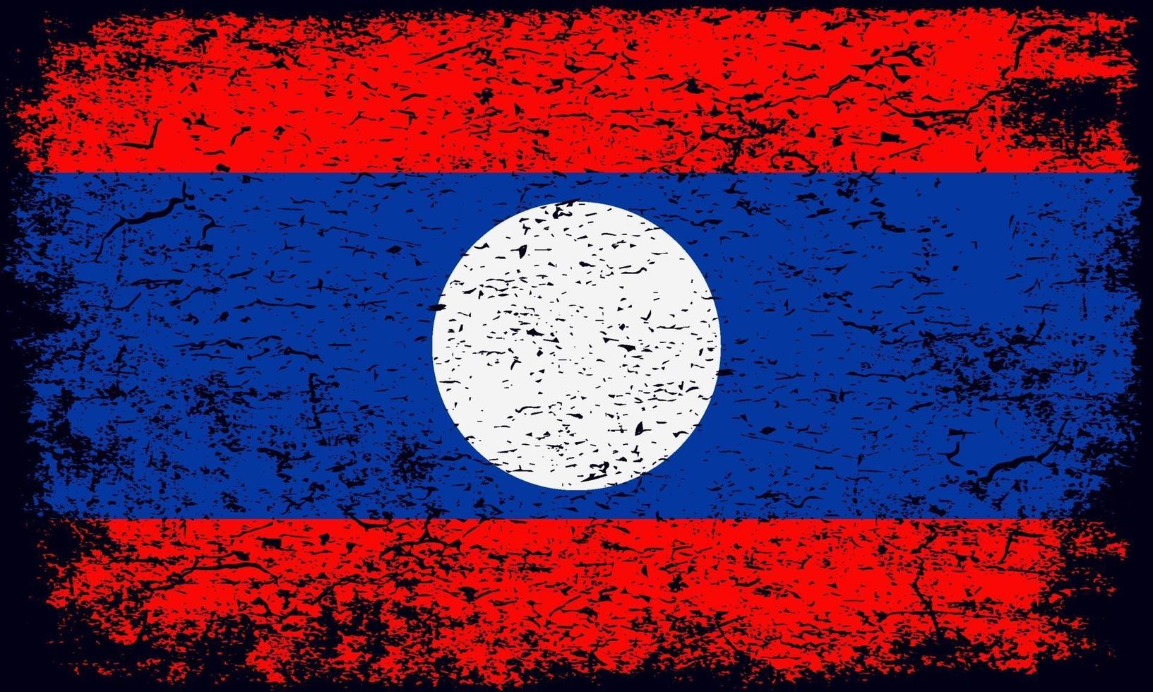 Bandera nacional de Laos en efecto de textura apenado grunge oxidado vector