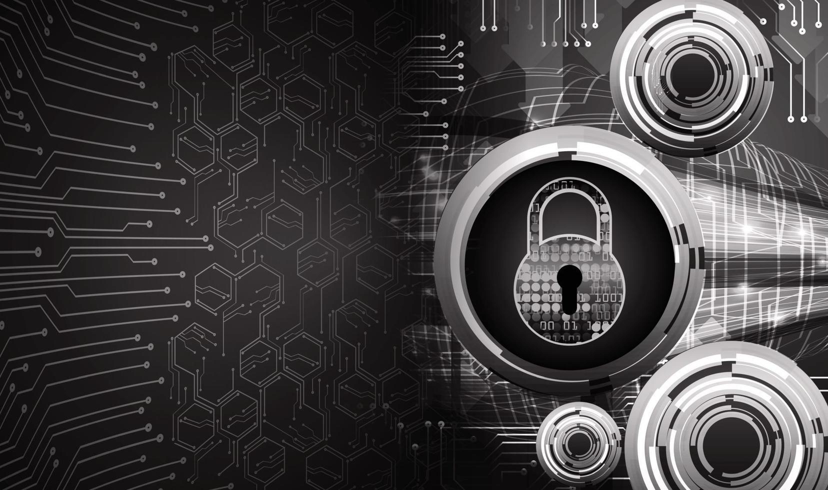 Closed Padlock on digital background, cyber security vector