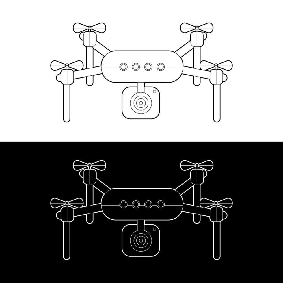 Drones Vector Icon Set, Black and White Outline