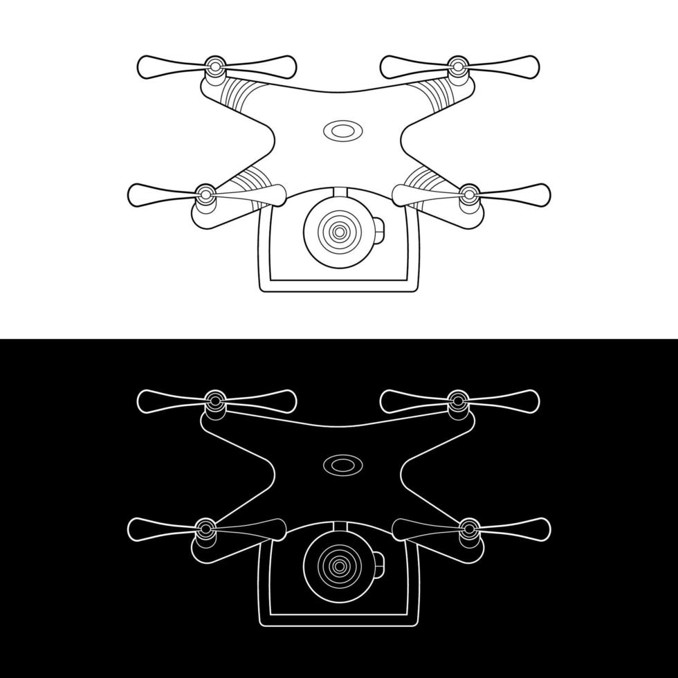 Drones Vector Icon Set, Black and White Outline