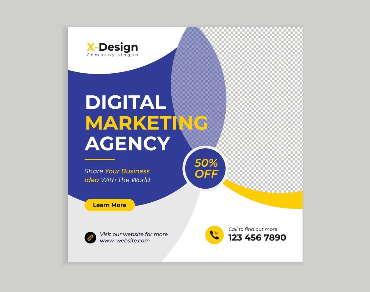 Digital business marketing agency promotion social media post template vector