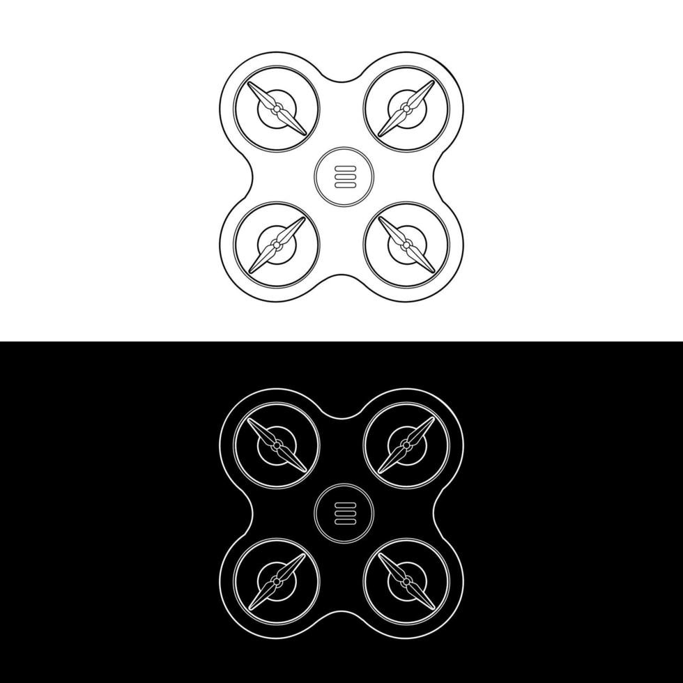 Drones Vector Icon Set, Black and White Outline