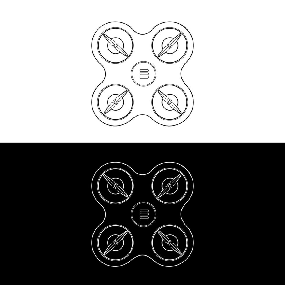 Drones vector conjunto de iconos, contorno blanco y negro