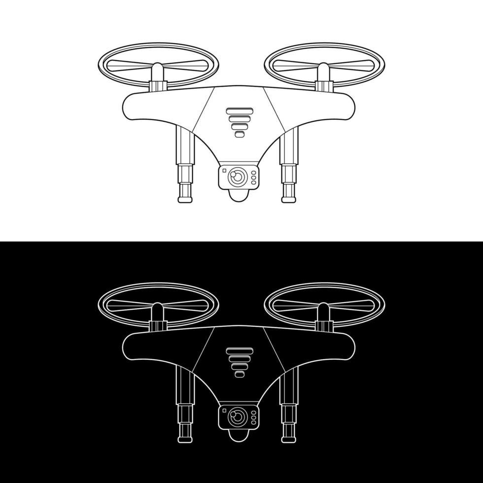 Drones Vector Icon Set, Black and White Outline