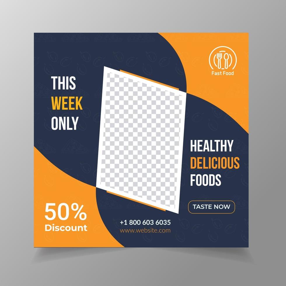 Food menu social media banner template for restaurant set vector
