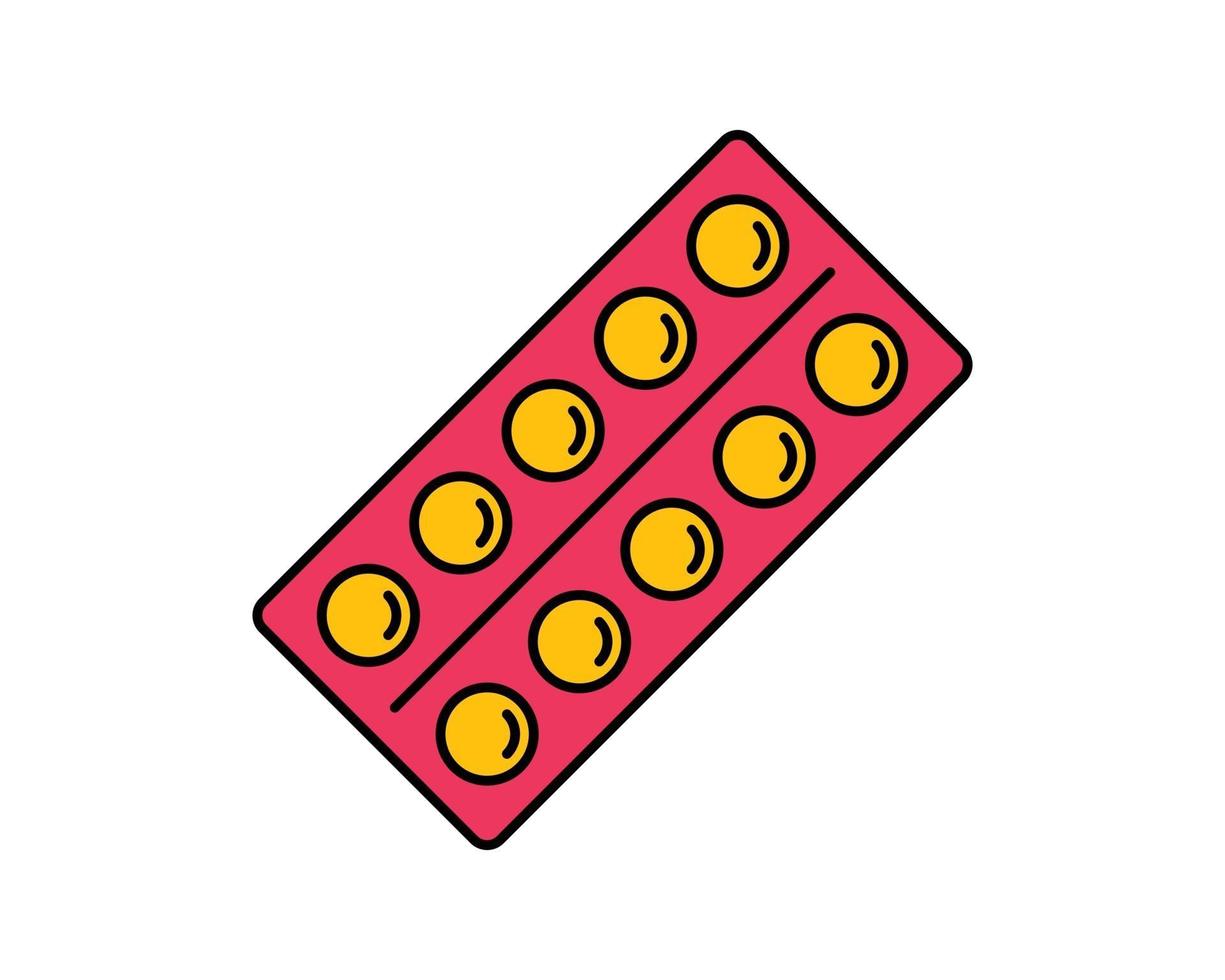 blister icono de línea de paquete de drogas. signo de estilo lineal para concepto móvil y diseño web. píldoras de medicación contorno icono vectorial. símbolo, ilustración del logotipo. gráficos vectoriales perfectos de píxeles vector