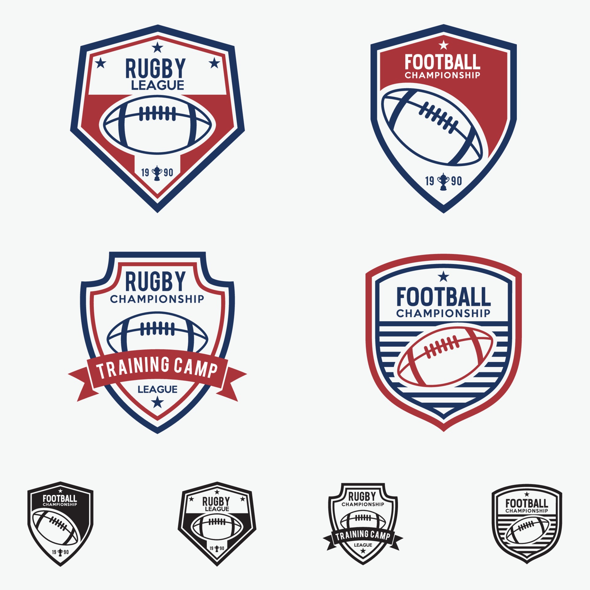 Download the Rugby Club Badges Logos vector design templates set 2158540