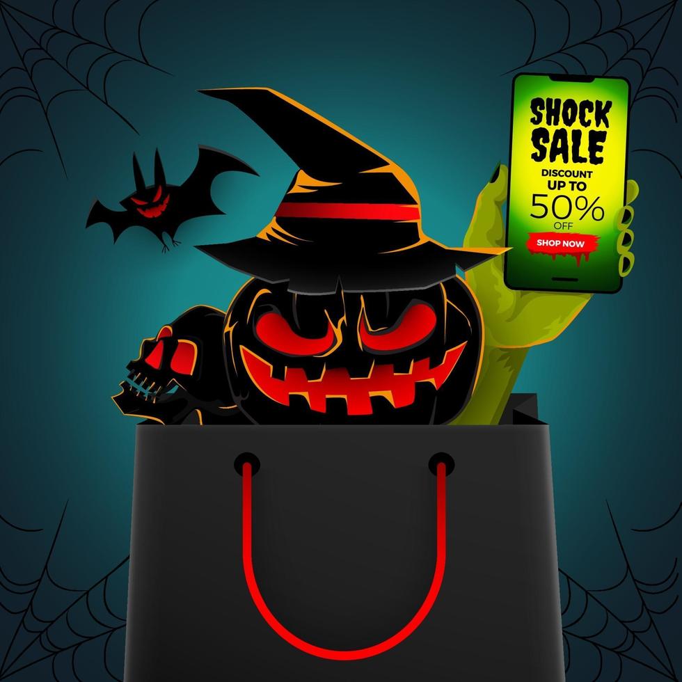 Halloween sale banner design template vector