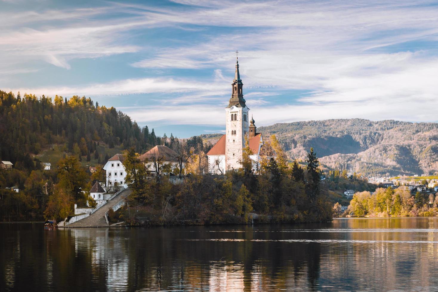 Lake Bled in the Alpine mountains photo