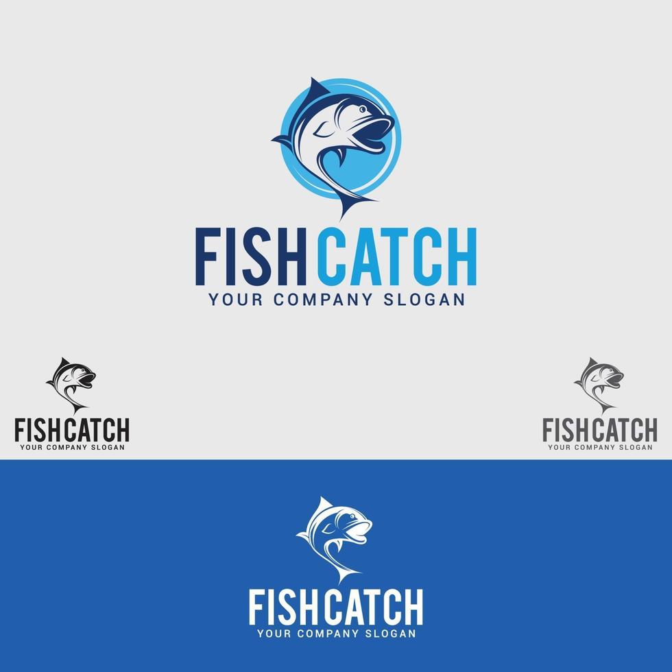 fish-catch logo design vector template