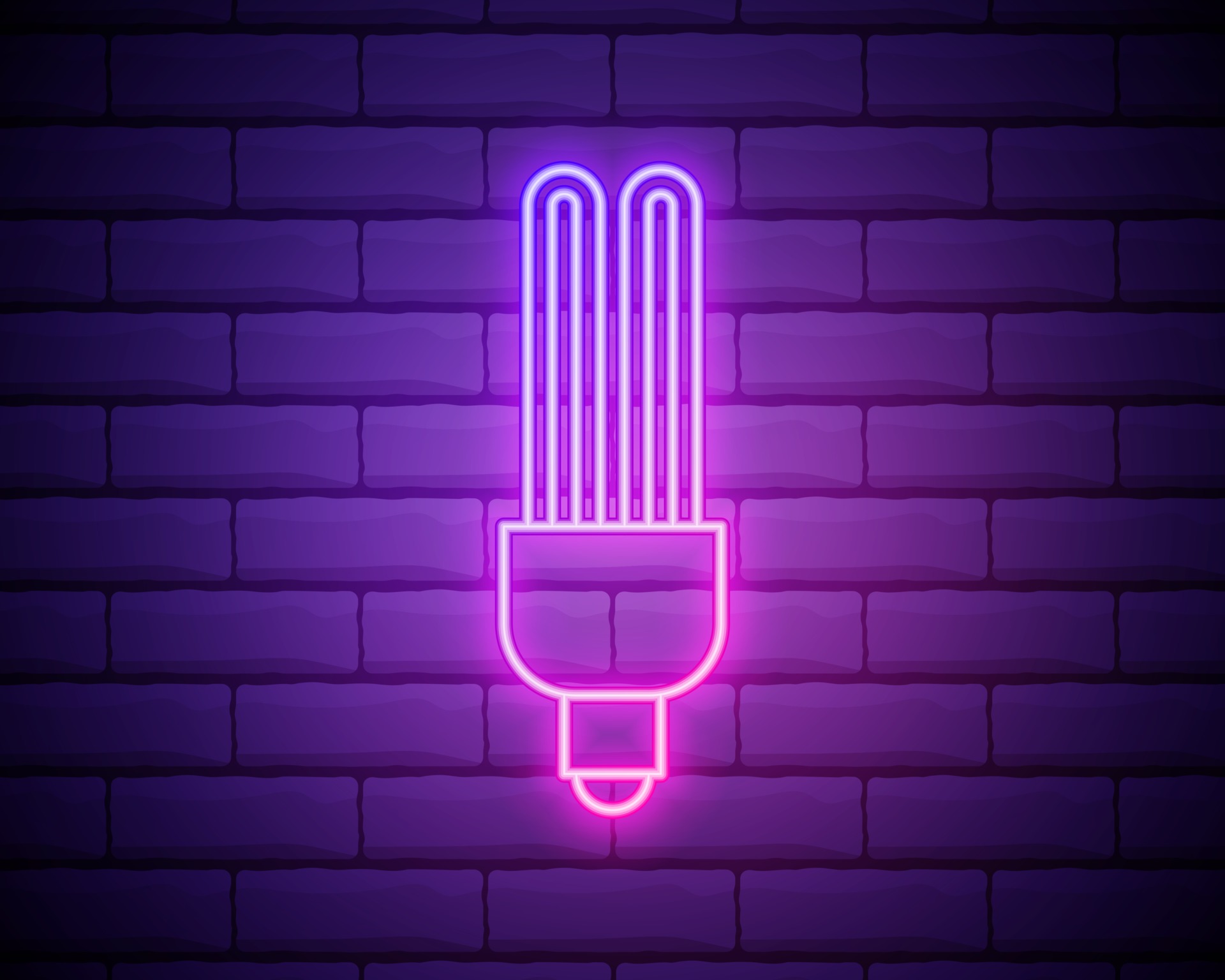 Skinne etikette valse Glowing neon fluorescent Light bulb shine icon isolated on brick wall  background. Energy and idea symbol. Lamp electric. Vector Illustration  2158883 Vector Art at Vecteezy