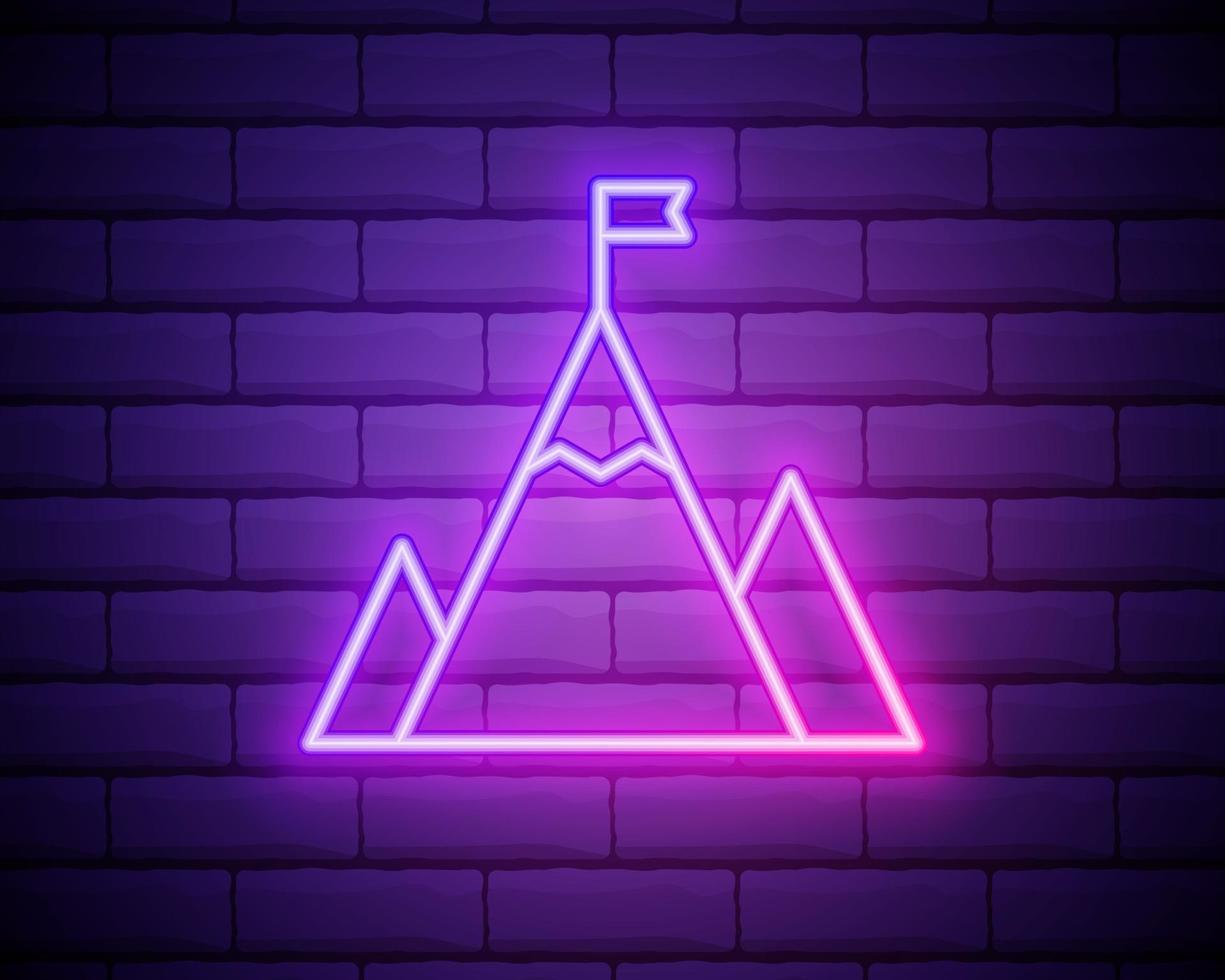 Mountain Flag icon. Elements of startups in neon style icons. Simple icon for websites, web design, mobile app, info graphics isolated on brick wall vector