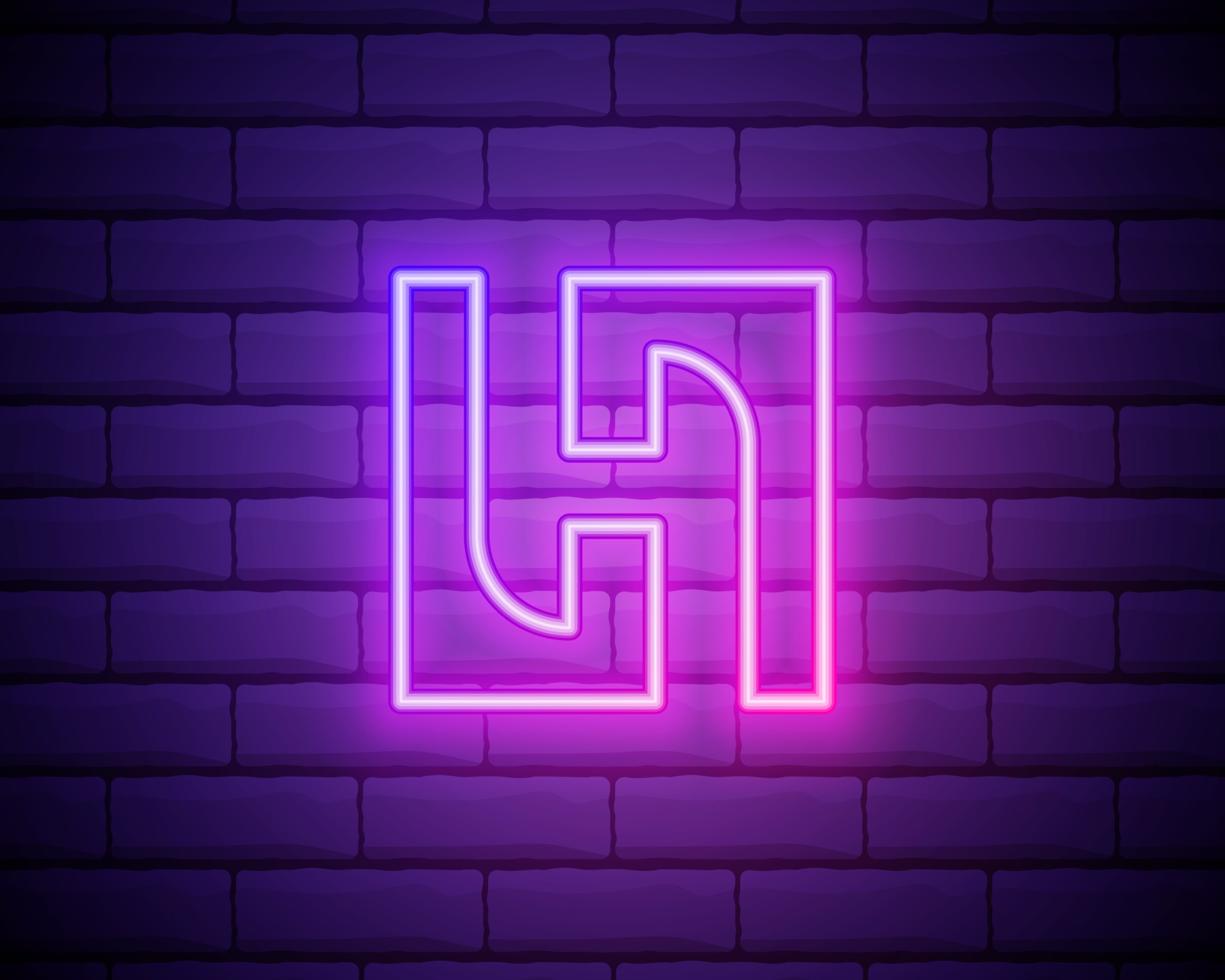 Neon light H letter line. Colored tube font for events posters, lacing ...